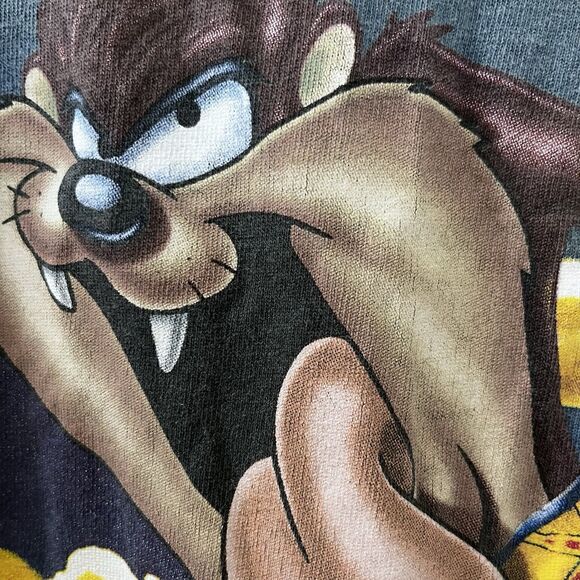 Vintage Looney Tunes Tazmanian Devil Surfing Shark Long Sleeve Top Youth Size L - Picture 12 of 16